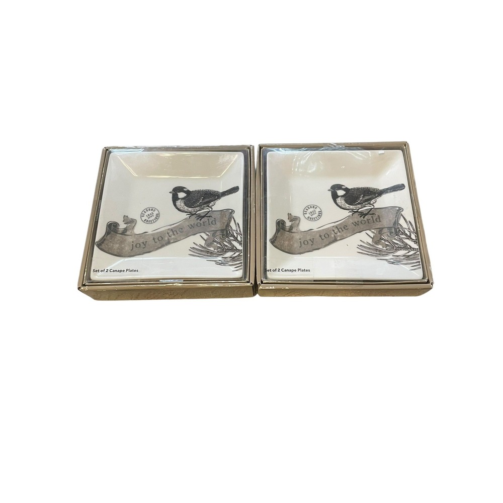 St. Nicholas‎ Square Joy to the World Bird Canape Plates 2 Boxes Of 2 Holiday